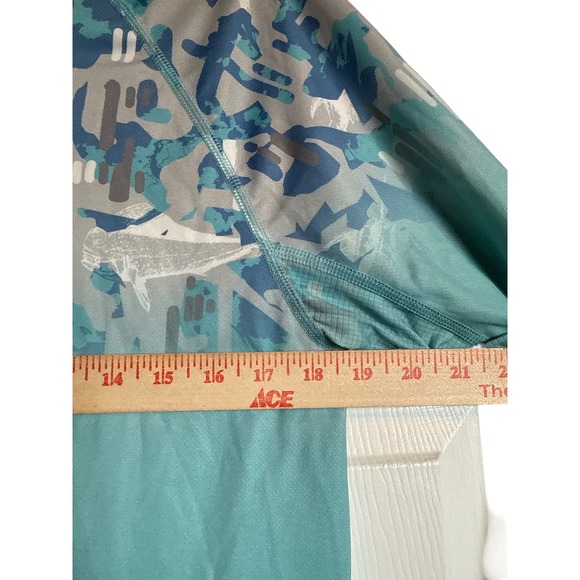 Huk Fishing Long‎ Sleeve Performance Shirt Camo Aqua Blue Mens Small S - Picture 6 of 9